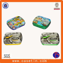 Square Shape Mint Candy Metal Tin Boxes with Hinge